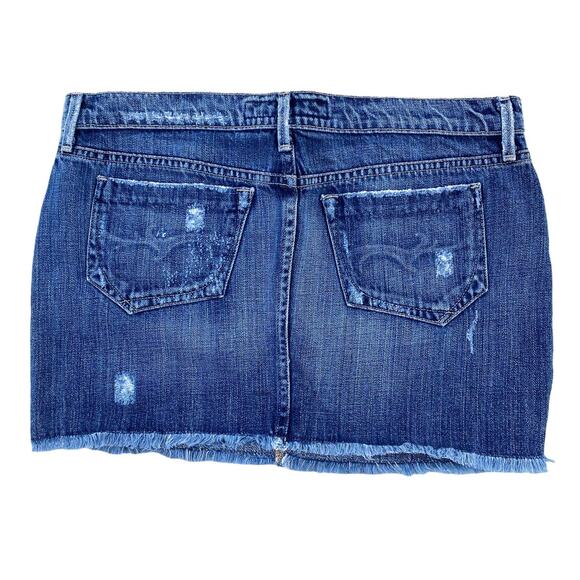 New Goldsign Sinner Women's Frayed Distressed Whiskered Denim Mini Skirt Size 28 - Picture 7 of 12